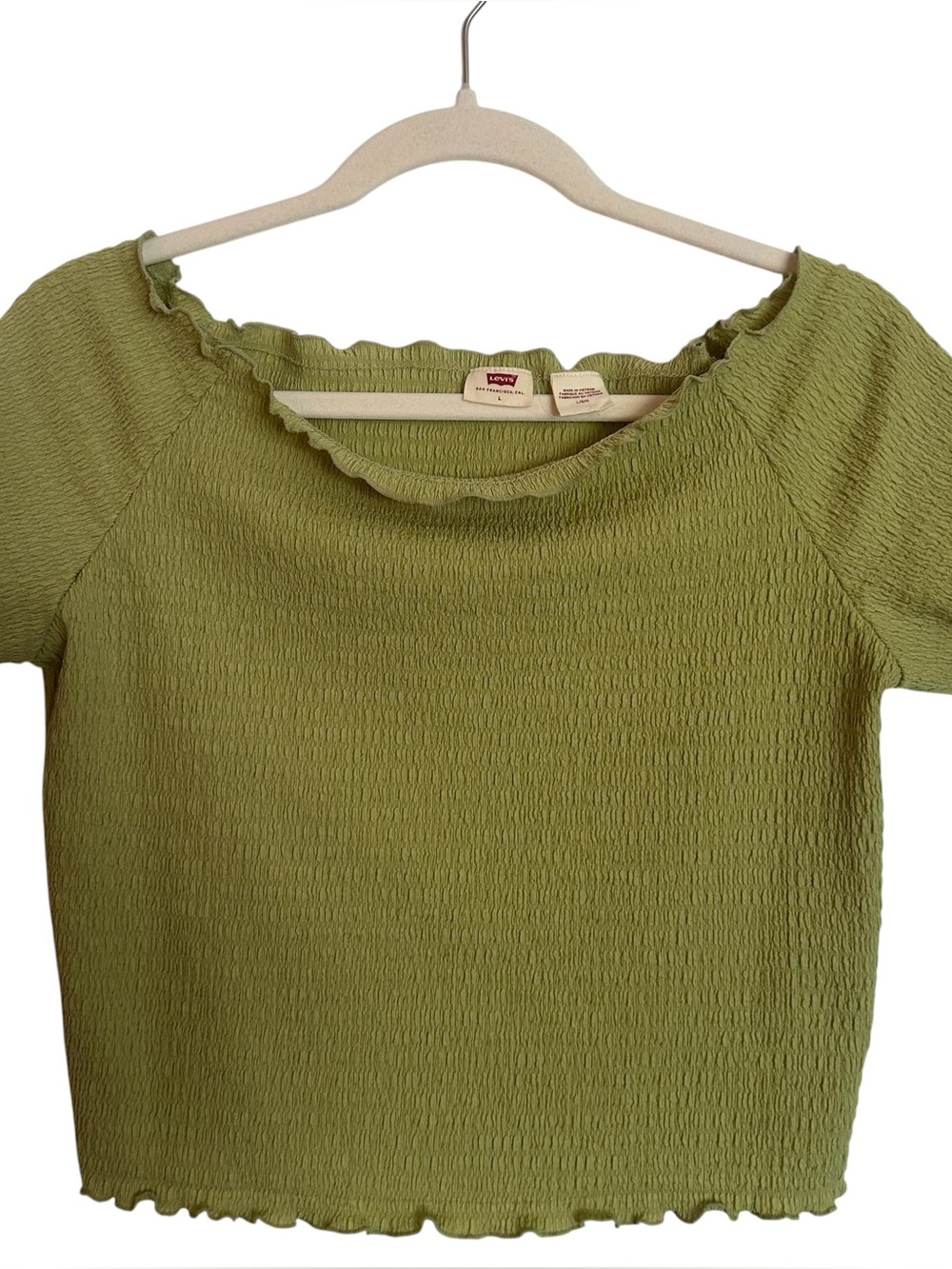 Lime Green Levi’s Off Shoulder Top Large
